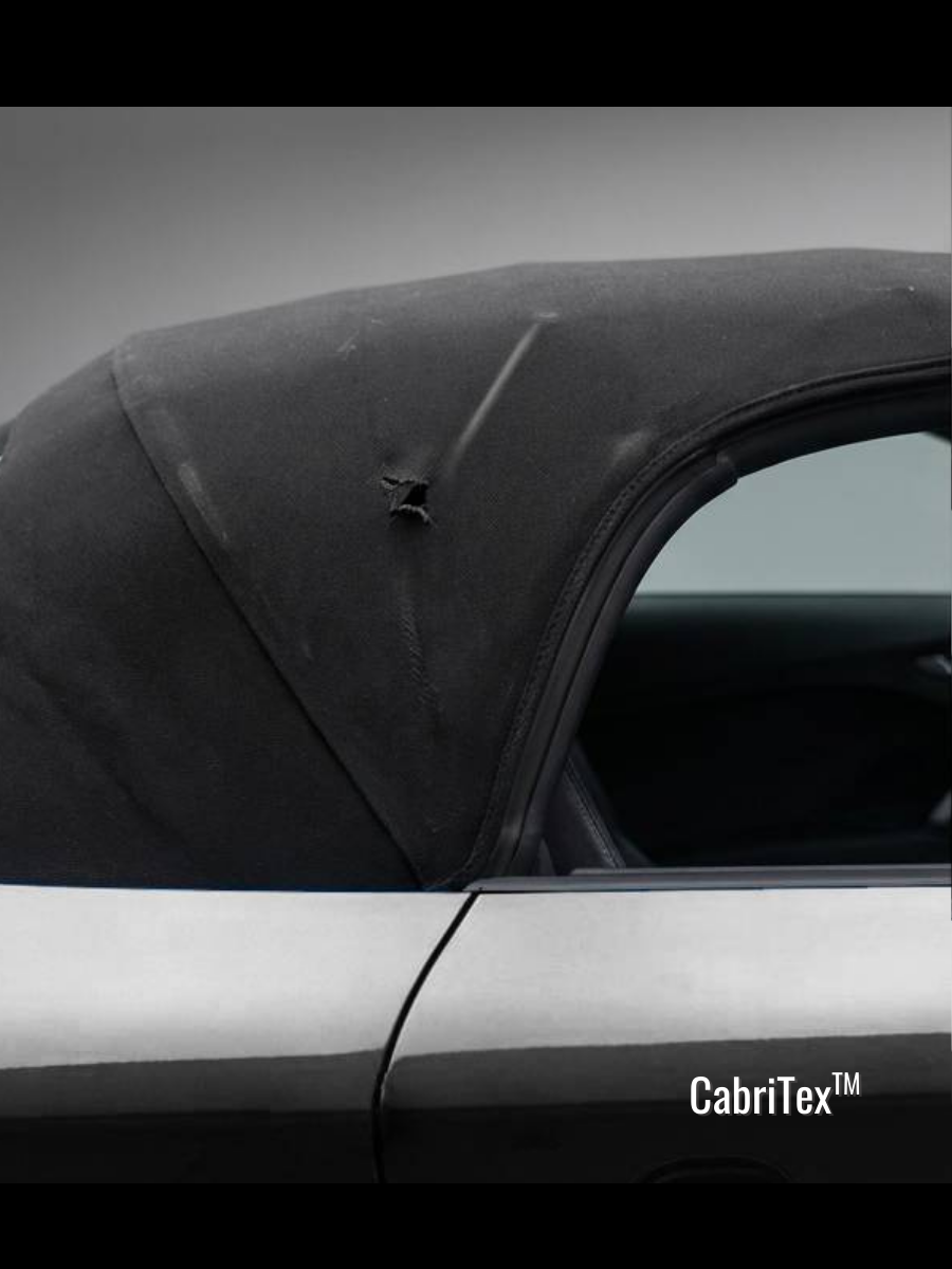 Before shot shot of CabriTex professional convertible roof repair on Audi tt canvas roof.